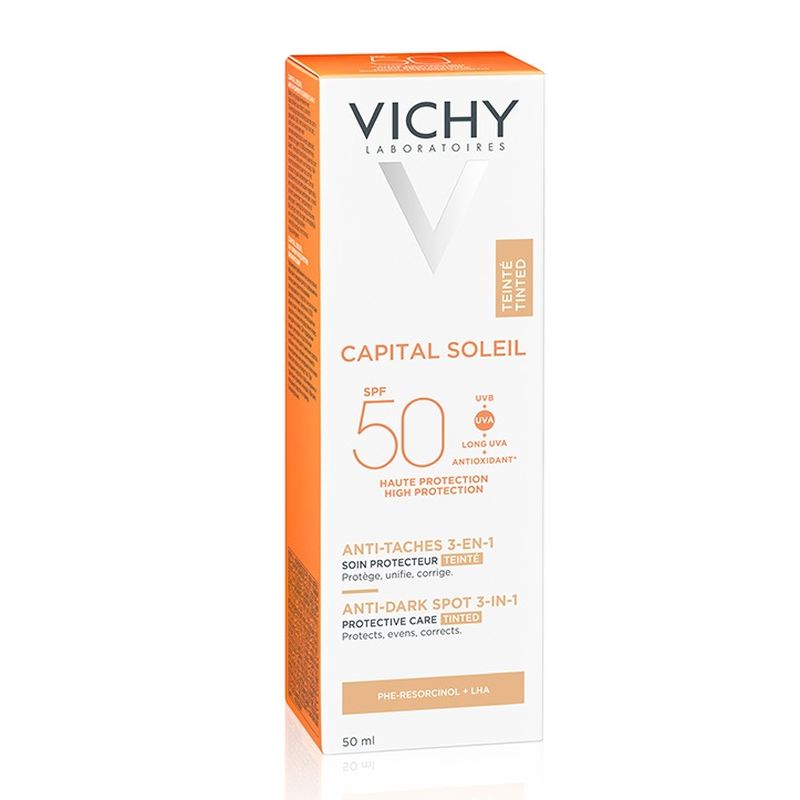 Crema colorata anti-pete pigmentare cu protectie solara SPF 50+ pentru fata Capital Soleil, Vichy | 50 ml
