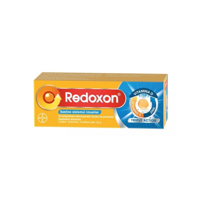 Redoxon Triple Action cu vitamina C, D si Zinc | 10 comprimate