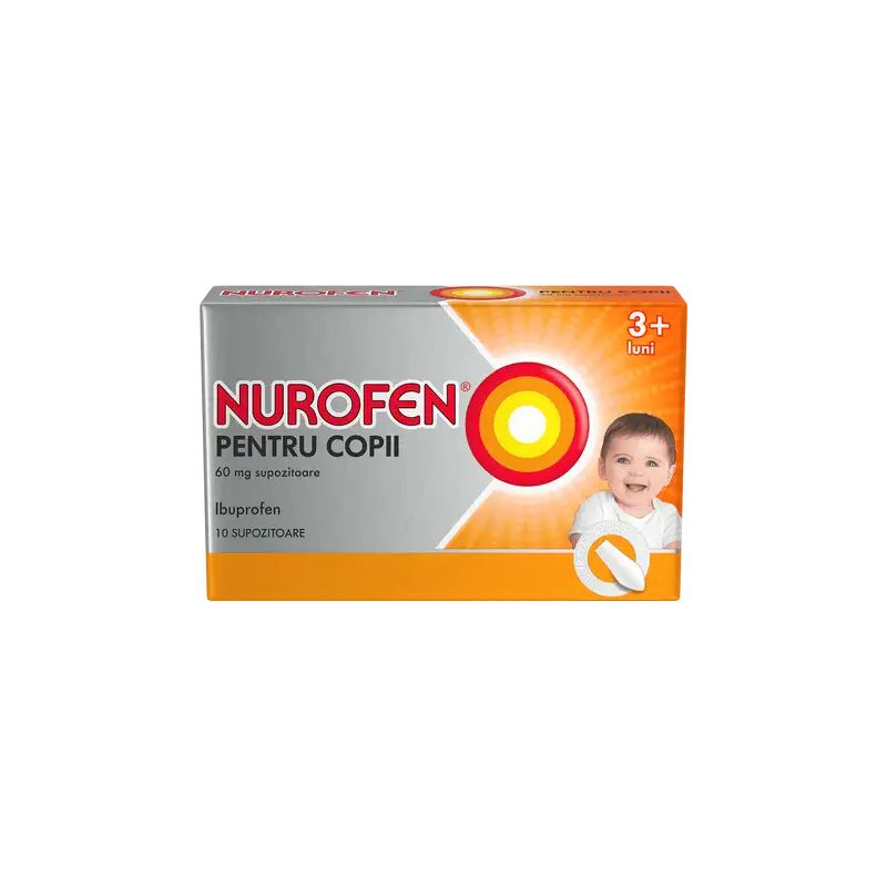 Supozitoare Nurofen pentru copii 3 luni+ 60 mg | 10 supozitoare